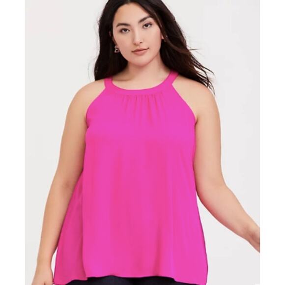 Torrid 2 2X Plus Womens Pink Georgette Goddess Tank Top Sleevless Flowy - Picture 1 of 8